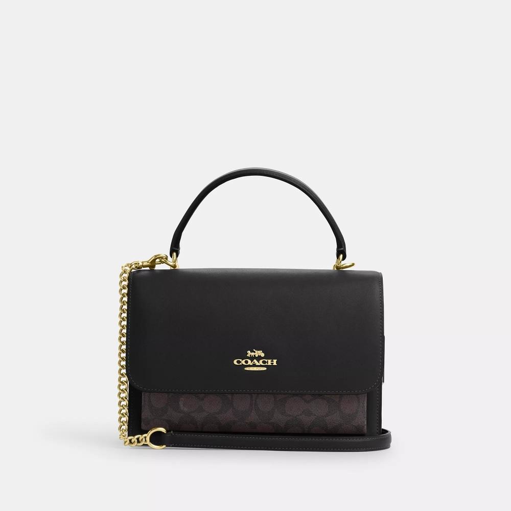 

Coach Klare Top Handle Bag In Signature Canvas Gold Walnut Black One Size