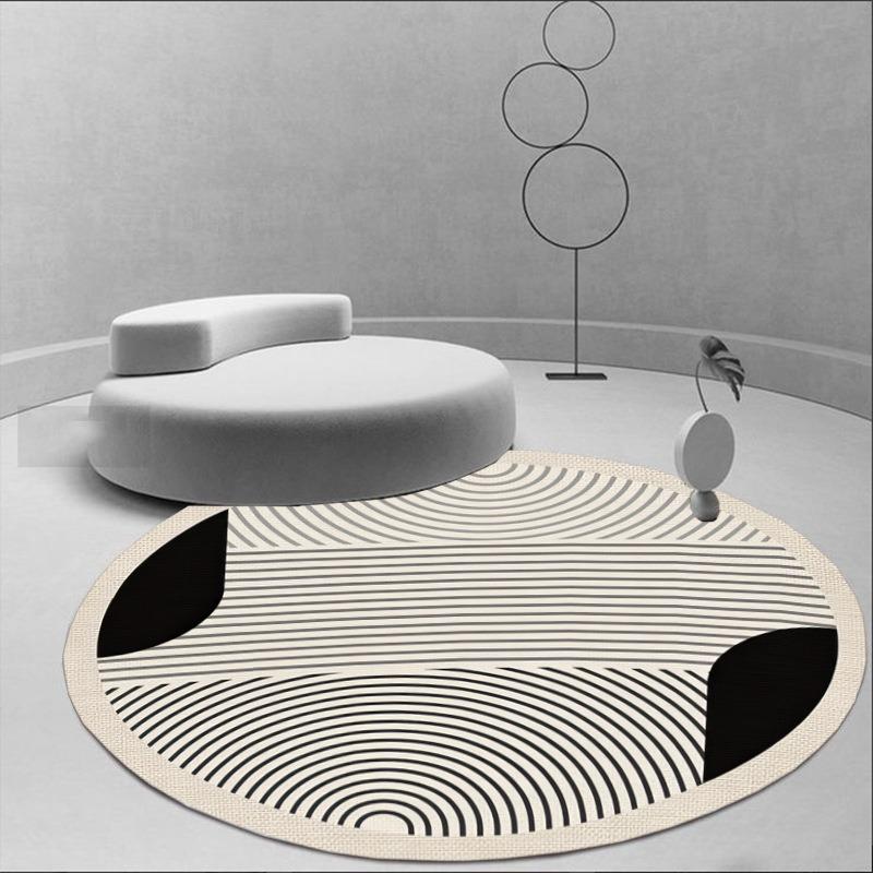 Multistyle Patterned Round Area Rug Artistic Geometric Line Circular Print Carpet Soft Floor Mat For Living Room Home Decor