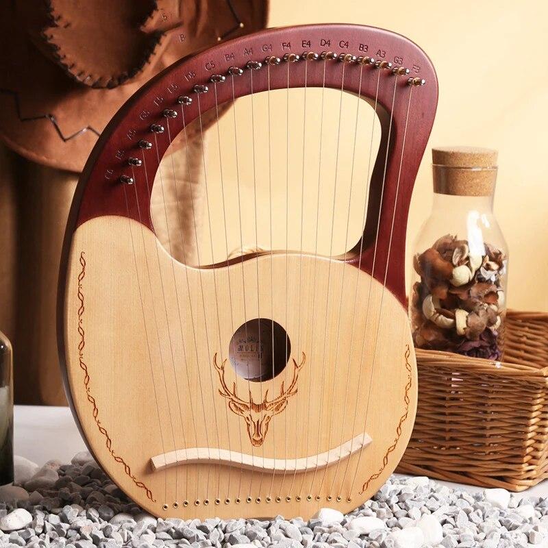 Lyre Harp 10/16/19/21/24 Strings Piano Harp Lyre Harp Mahogany Stringed Musical Instrument With Tuning Wrench Spare Strings