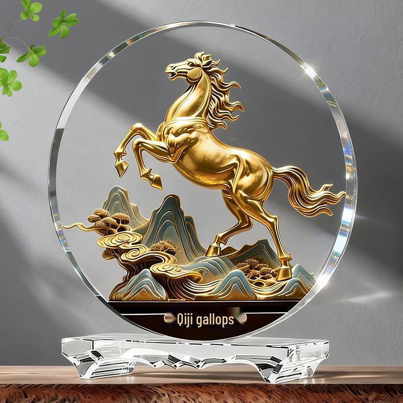 Figurina di Cavallo dello Zodiaco in Cristallo: Amuleto di Successo e Ricchezza per Casa, Ufficio o Regalo