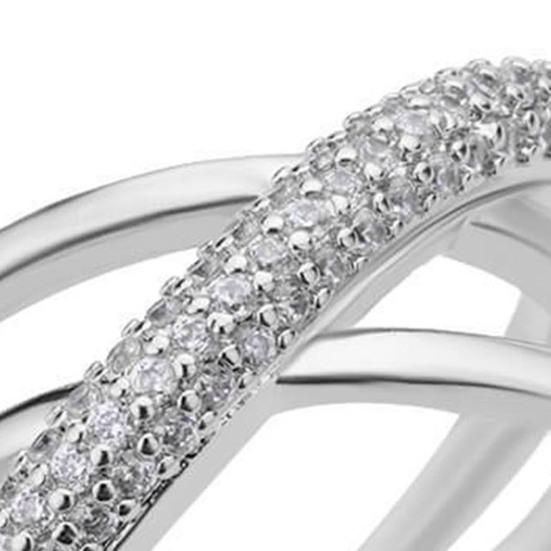 Finger Ring Adjustable Open Design Multi-Layer Interlaced Winding Shape Finger Band with Full Rhinestone Inlay Jewelry Gift