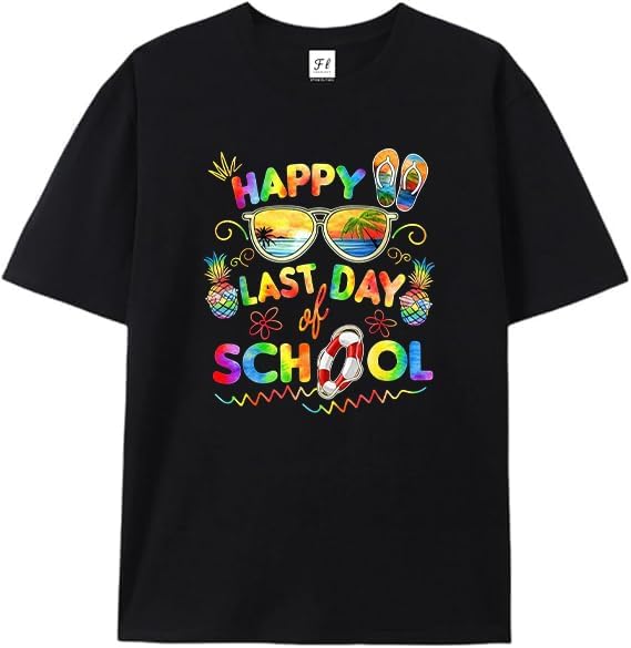 

Happy Last Day of School Shirt Teachers End of Year Students T-Shirt Black S разноцветный