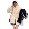 Verdickter Winter Lammfell Einteiler mit Kapuze, Verdickte Lockere Baumwollgepolsterte Jacke im Koreanischen Stil