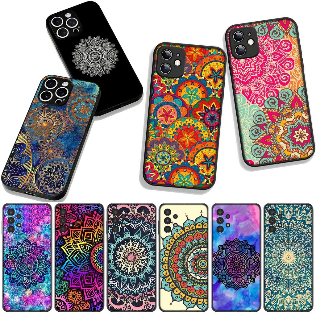 Floral Paisley Mandala Flower Texture Phone Cover Case for Apple iPhone 16 15 14 Plus 13 12 Mini 17 Pro Max + ProMax 16E Air 16+