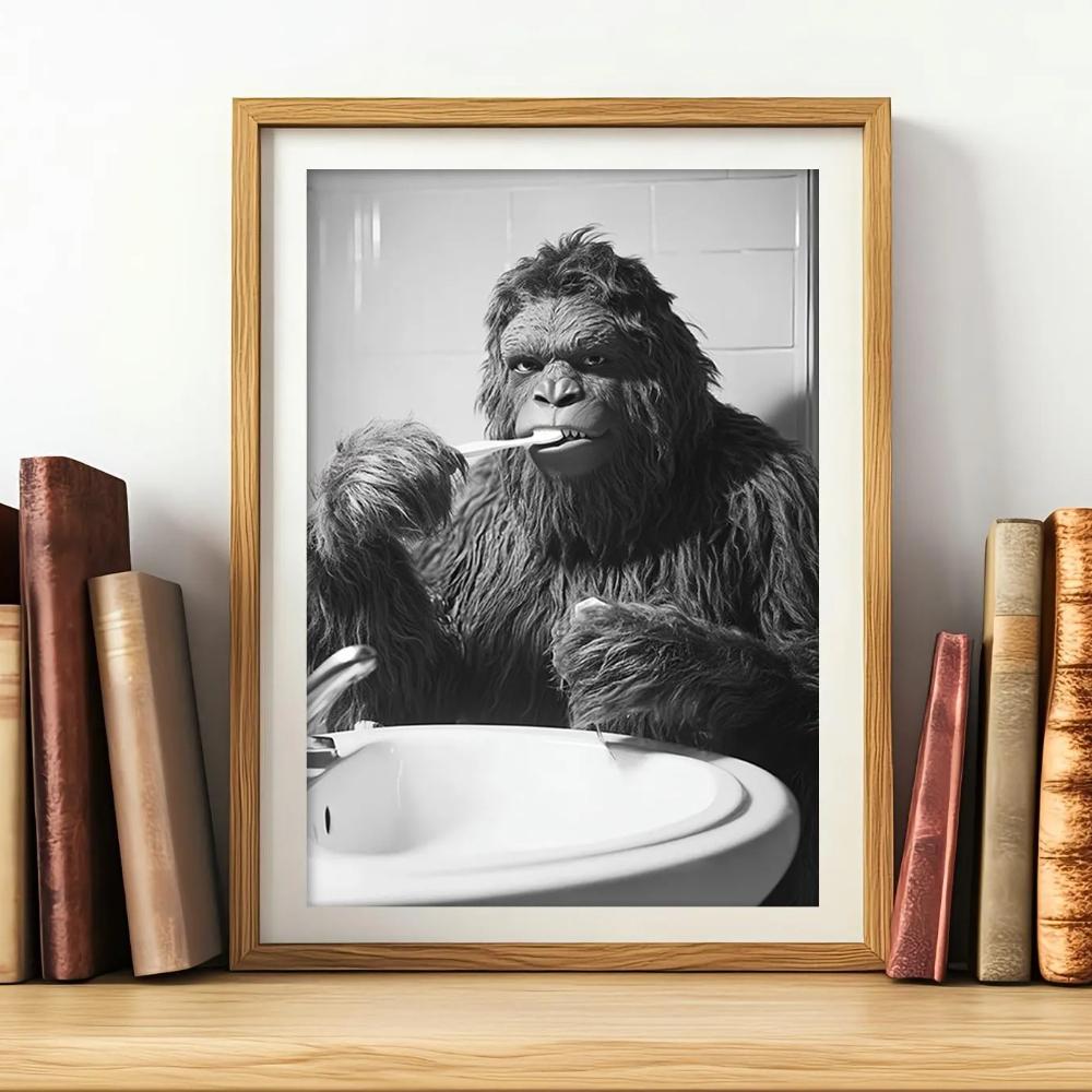 Zähneputzen Tierkunst Poster Löwe Affe Pferd Kaninchen Hund Katze Adler Lustige Badezimmer Wandaufkleber Badezimmertiere Hausdekoration