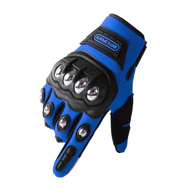 Locomotive gloves men's fitness sports touch screen non-slip outdoor riding protection touch screen stainless steel shell full finger