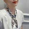 Magnetic Pearl Buckle Satin Neck Scarf No Tie Choker Scarf Elegant Decorative Silk Scarf  Summer