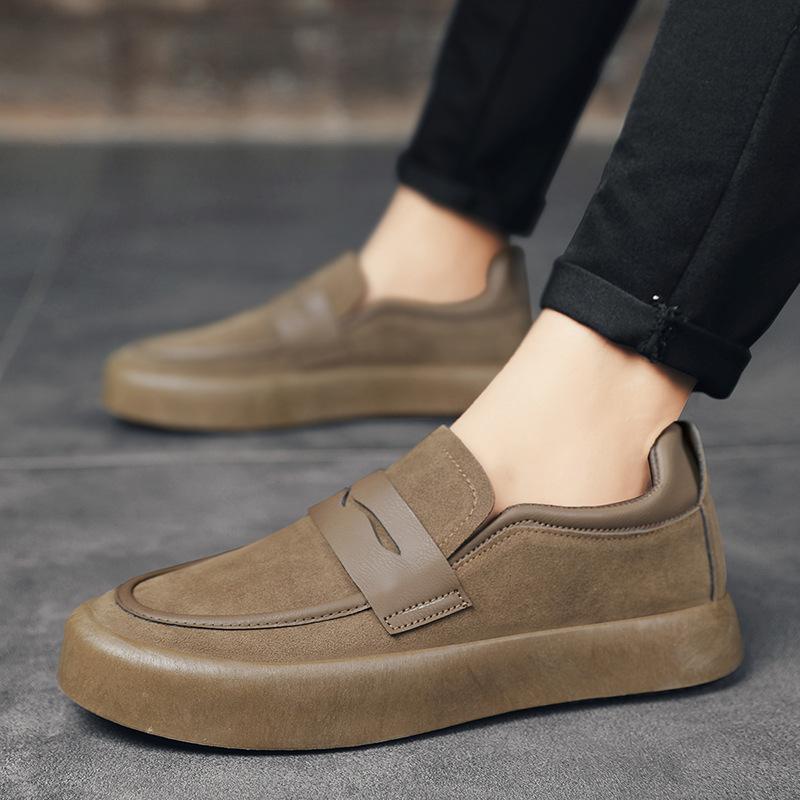 Schuhe Herren Herbst Vielseitiger Trend Fuß Lässige Lederschuhe Herren Fahrschuhe Doudou Schuhe Ein Pedal Faule Slipper
