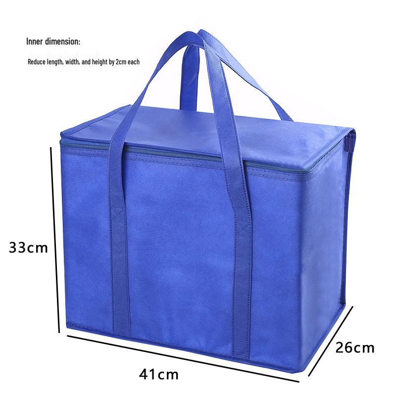 Large Capacity Double Zipper Insulated Picnic Ice Pack Bag – Black Non-woven Fabric