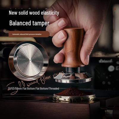 Sabit Kuvvetli Espresso Tamperı Masif Ahşap Saplı & Paslanmaz Çelik