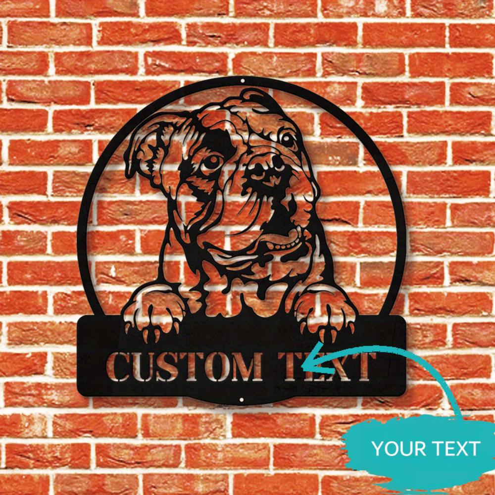 Stylish Modern Bulldog Metal Wall Art Decor Custom Sign