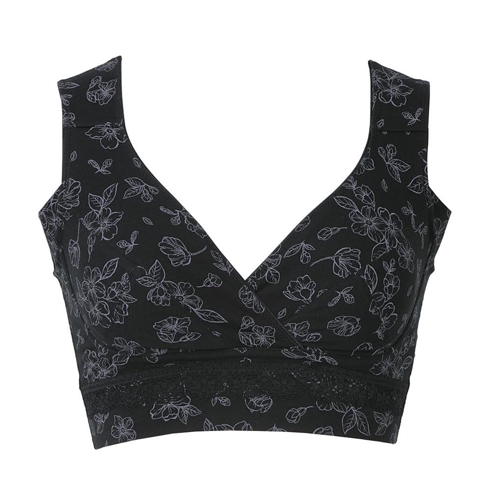 

Формирующий красоту, легко надеваемый бюстгальтер из хлопковой смеси, черный с цветочным узором [Kaya Lab] Бюстгальтер без косточек, надеваемый, KB118304, женский,