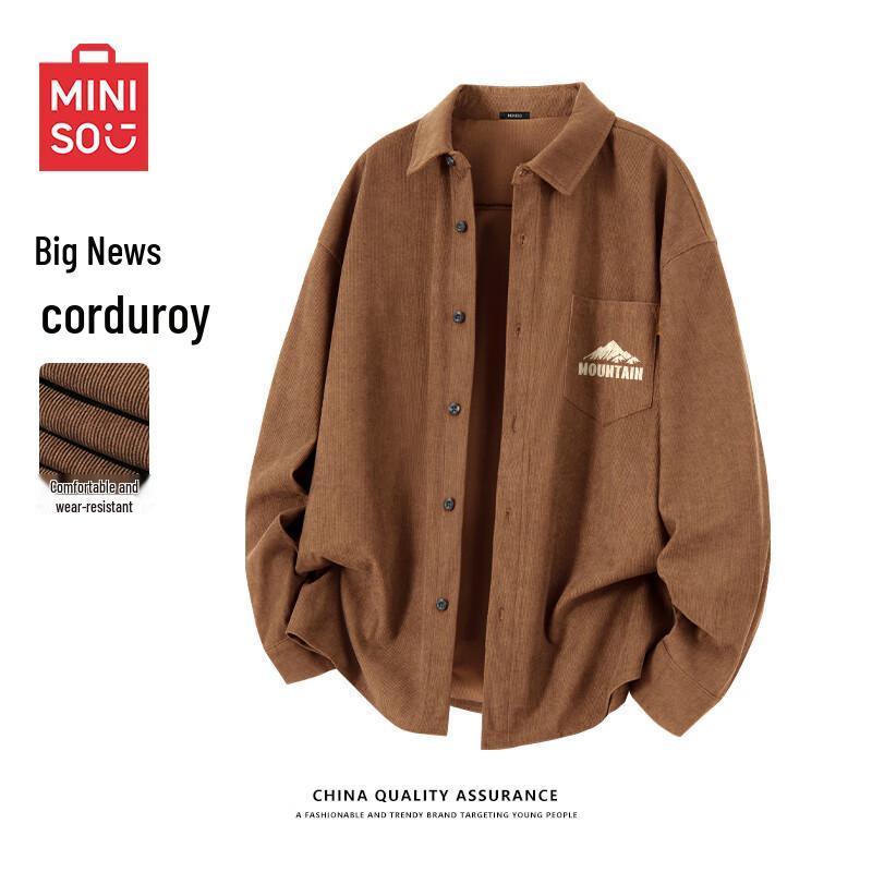 MINISO Unisex Loose Fit Corduroy Long Sleeve Shirt