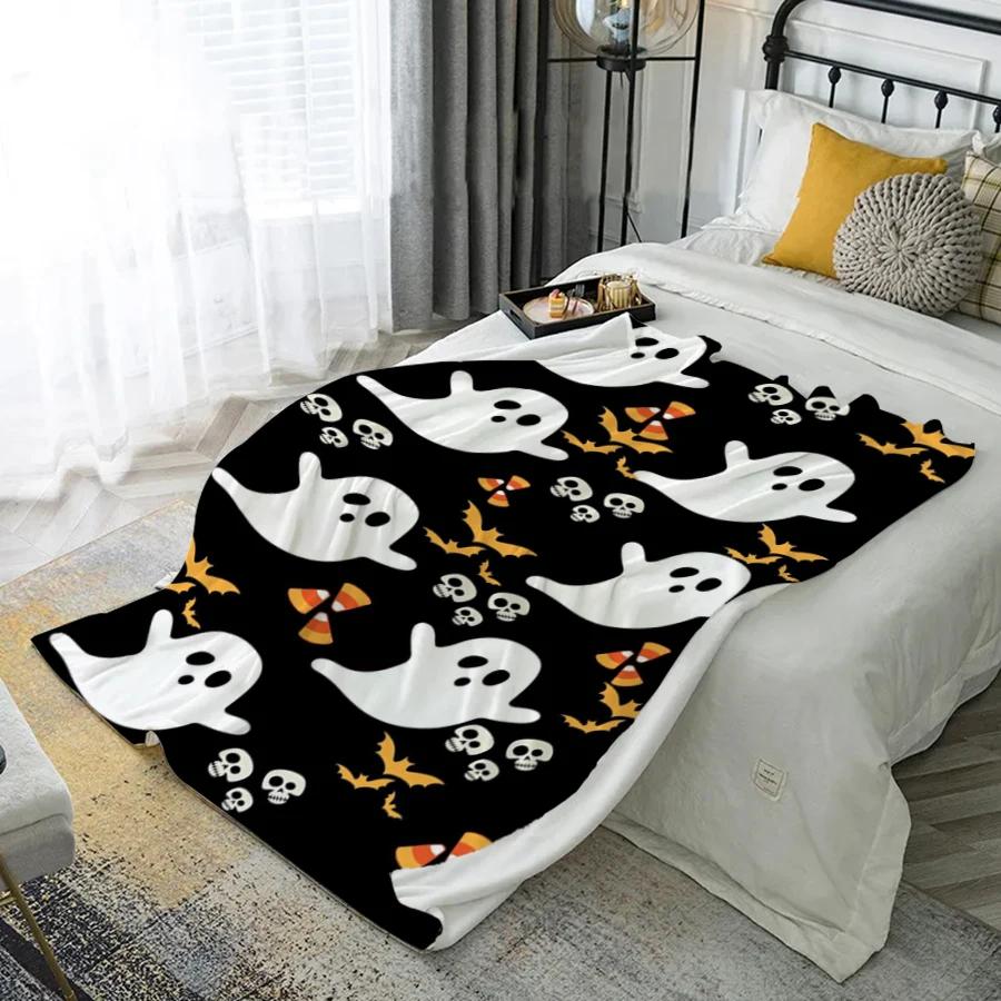 

Ghost Halloween Print Microfiber Flannel Cover Blanket Bedroom Living Room Sofa Soft And Comfortable Home Decoration 130x150cm