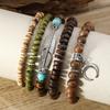 Hot Sale Simple Fashion Feather Crescent Wood Bead Beaded Bracelet Jewelry