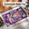 Leopard Theme Crystal Velvet Floor Rug Personalized Custom Name Text Warm Carpet Home Decoration