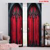 2D Flat Printing 2pcs Drapes Gothic Doors Red (8) Versatile 100% Polyester  Without Electricity Festive Backdrops Applies To