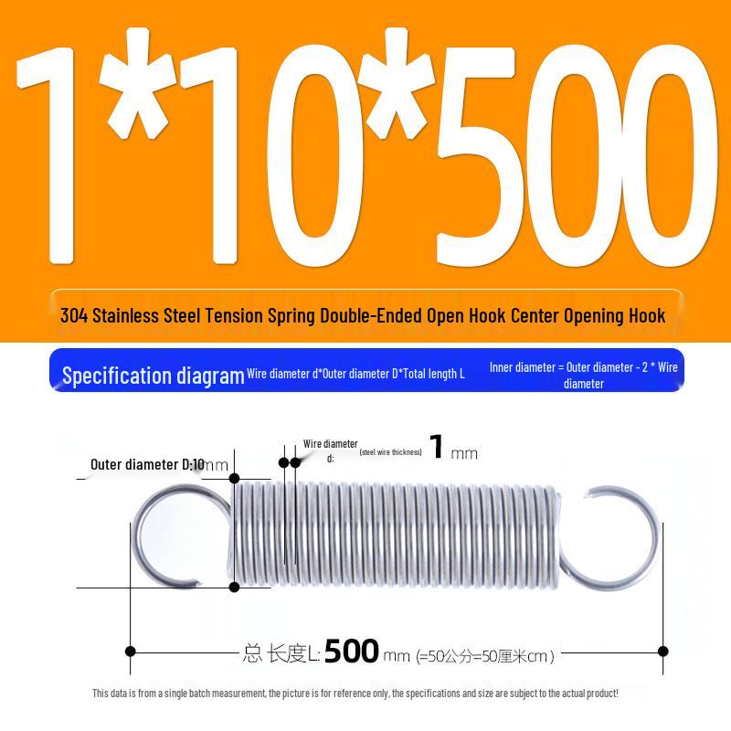 Arc de extensie din oțel inoxidabil 304 de 500 mm cu cârlige deschise și inel cu buclă dublă, personalizabil.