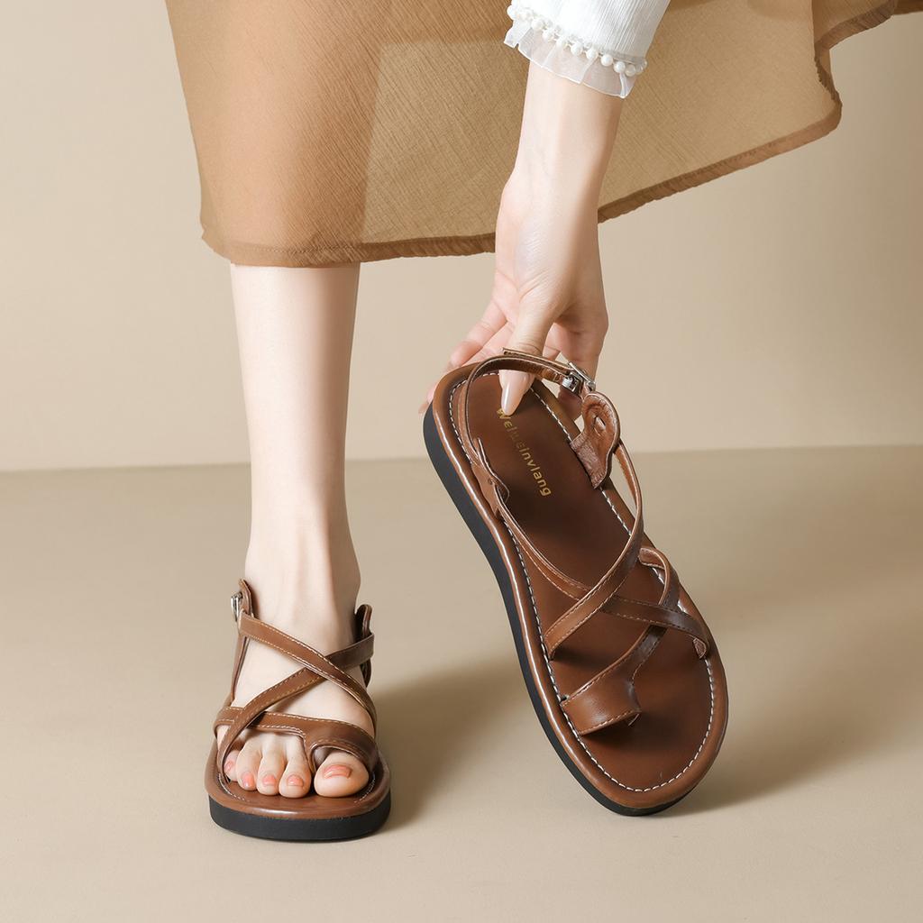 Weiwei girl 020-2 toe sandals female summer flat bottom with skirt beautiful fairy wind soft bottom beach cool slippers