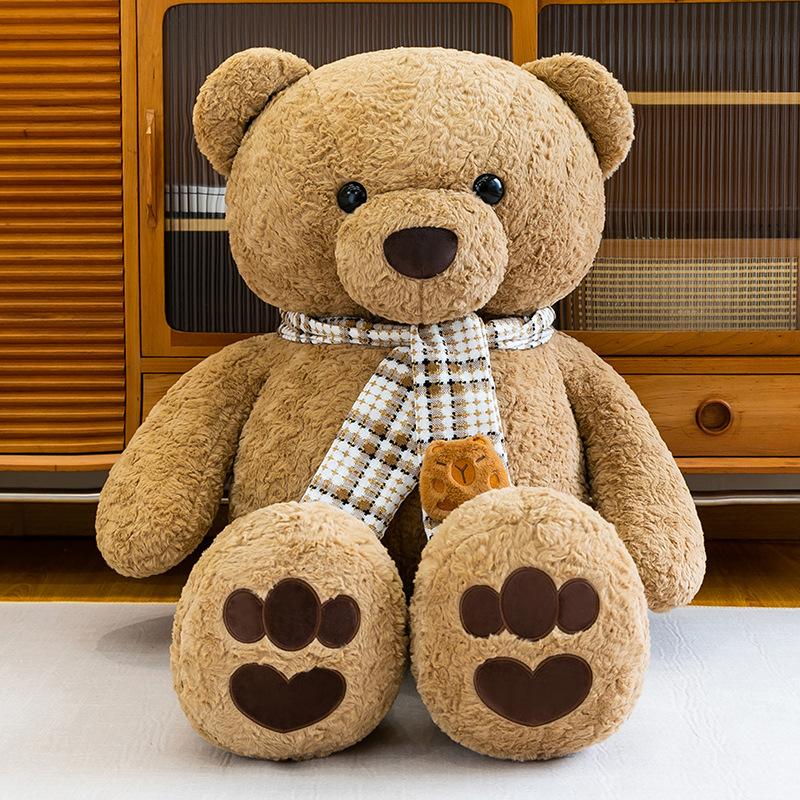 New Scarf Teddy Bear Plush Toy Big Bear Doll Doll Bed Companion Comforting Dolls Send Girls Birthday Gifts