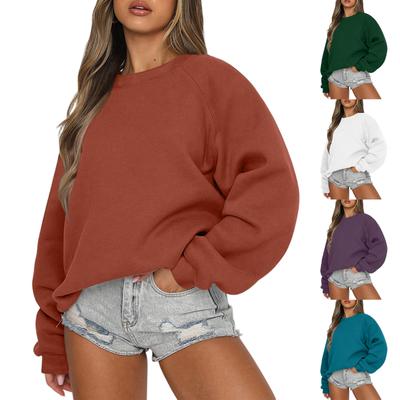 Kadınlar İçin Sweatshirtler Oversize Bisiklet Yaka Polar Kazak Uzun Kollu Üstler Rahat Sonbahar Kış Moda Kombinleri