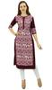 Phagun Women's Designer Straight Black Kurta 3 4 Sleeve Printed Casual