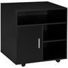 Multi-Storage Printer Stand Unit Office Desk Side Mobile Storage W/ Wheels Modern Style 60L X 50W X 65.5H Cm - Black
