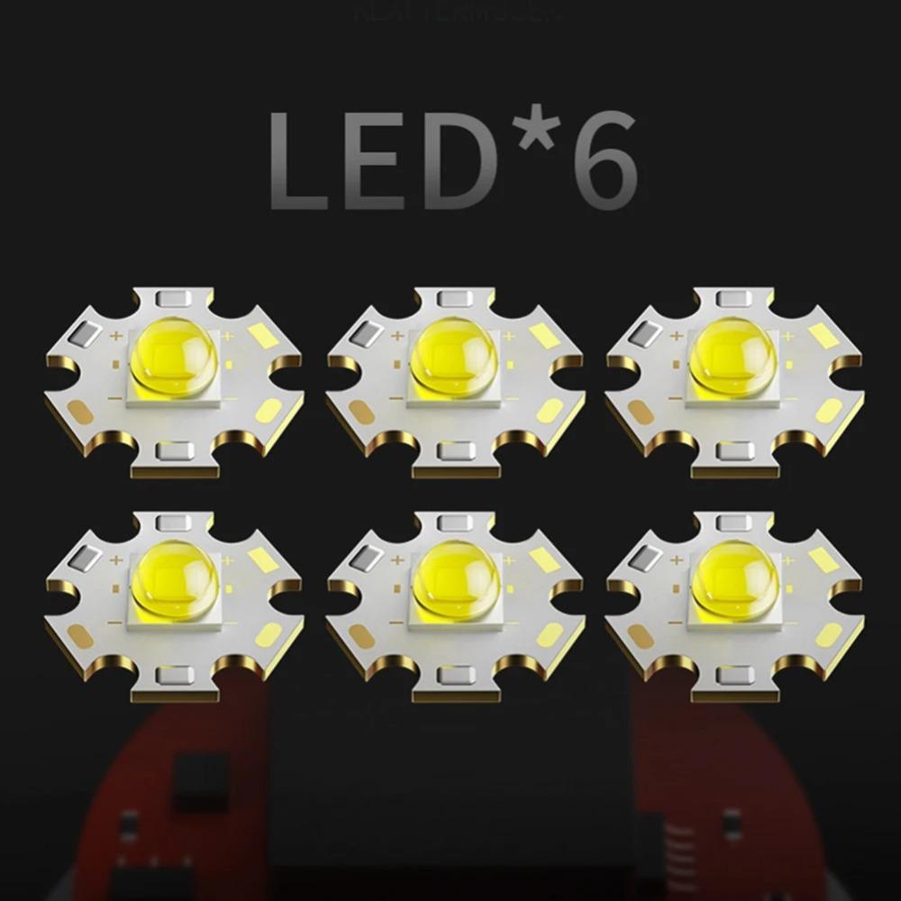 5PCS 6 LEDs Flashlight Rechargeable Mini Torch High Brightness Power Display Outdoor Lighting for Outdoor Lighting Camping Emergency