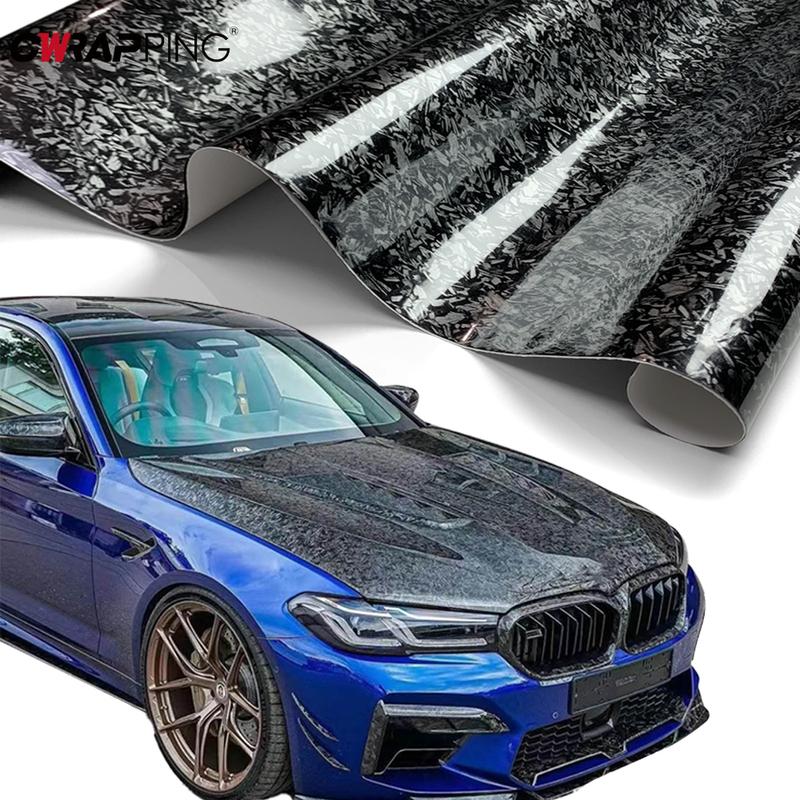 PET Forged Carbon Fiber Carbon Vinyl Wrap Film Self Adhesive Vinyl Wrapping For Motorcycle Automobile Glossy Black Car Stickers