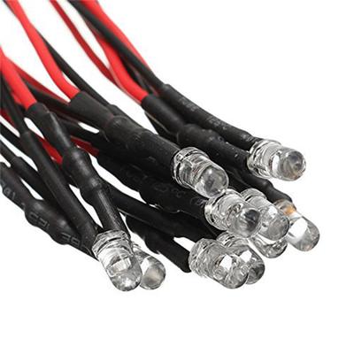 Hot! 10PCS 5-12V 3MM LED Luminescent Tube with Wire Light Beads DIY Light Accessories