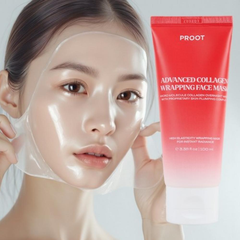 PROOT Collagen Water Glow Wrapping Pack Low Molecular Weight Night Overnight Wrap Mask, 100ml