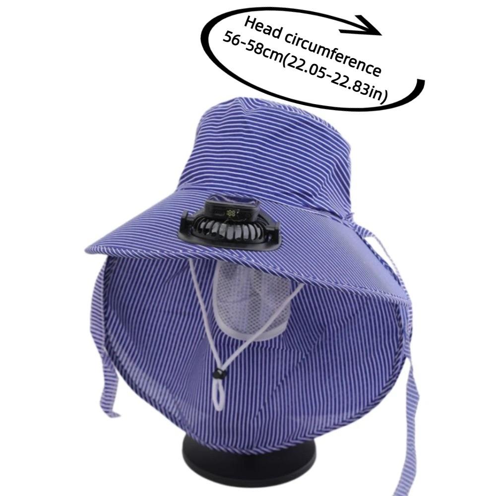 Langlebige Solarventilator Gesichtsmaske Sonnenhut 300mA Breiter Rand Fischerhut UV-Schutz Vollumhüllend Teeernte Arbeitsmütze Sommer Unisex