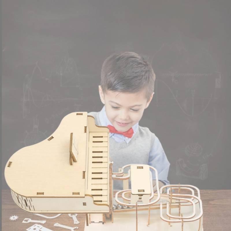 Wooden Diy Piano Music Box Handmade Science Experiment Educational Toy For Kids 23*15*4cm