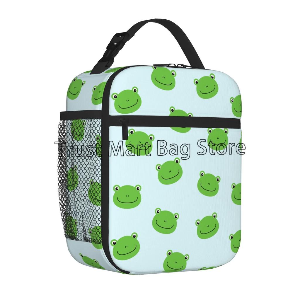 Cute Frog Lunch Bag for Women Boys Girls Portable Lunch Box Reusable Cooler Tote Bag for Office Work School Picnic Beach Travel