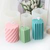 Geometry Gear Cylinder Spiral Candle Mold Long Rod Grooved Pillar Silicone Molds Classic Wax Candle Frame Casting Swirl Shaped