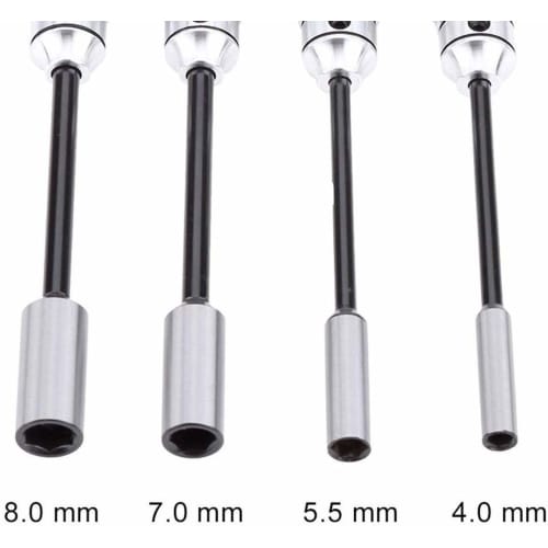 Nut Key Socket Driver, Precision Hex Nut Driver for RC, Set of 4 (4mm, 5.5mm, 7mm, 8mm)
