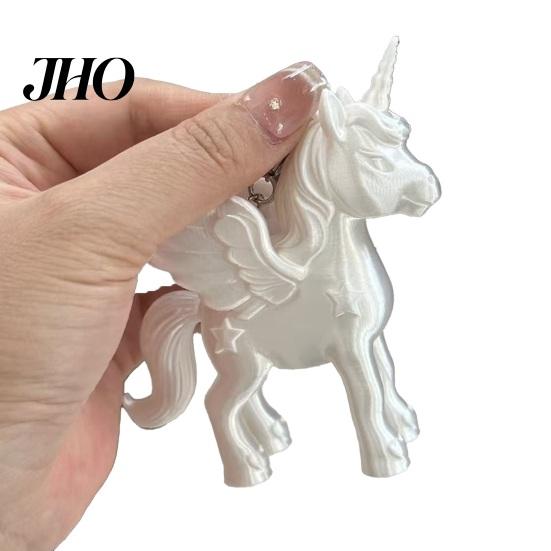 Bag Pendant Keychain Heart-Shaped Metal Lobster Clasp Smooth Open Close PLA Silk Material Pink Pearlescent Unicorn 3D Printed