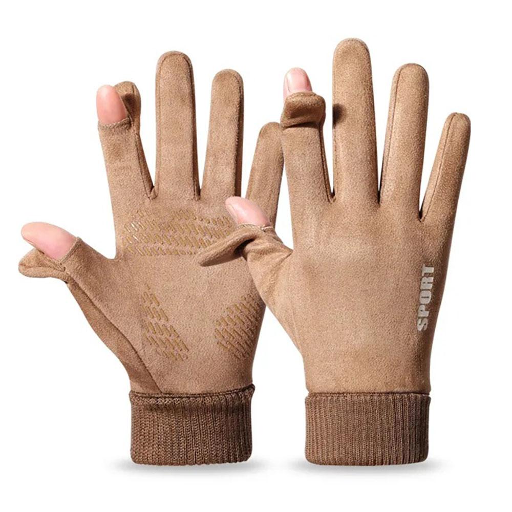 

Мужские перчатки для велоспорта, осенне-зимние, замшевые, теплые, перчатки для катания на лыжах, нескользящие, приятные для кожи, перчатки для верховой езды, толстые, дышащие, с откидным верхом, перчатки для сенсорных экранов. дубильная кора