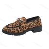Fashion 2025 Spring New Women's Retro Leopard Pattern Chain Deisgned Thick Soled Round Head Loafers Shallow Mouth Fashion Single Shoes