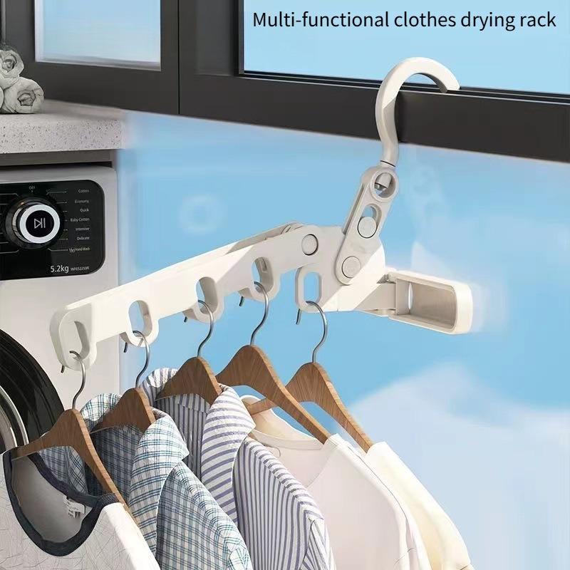 

1PC folding drying rack portable travel hotel drying hanger drying artifact multi-functional five-hole hanger белый