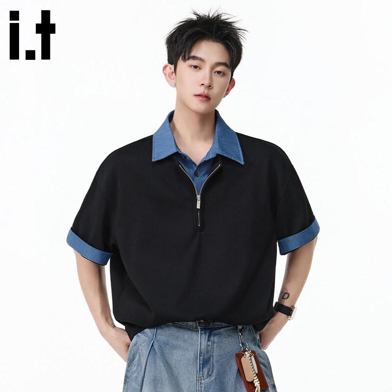 CHOCOOLATE Men s Half-Zip Short Sleeve Polo Shirt L