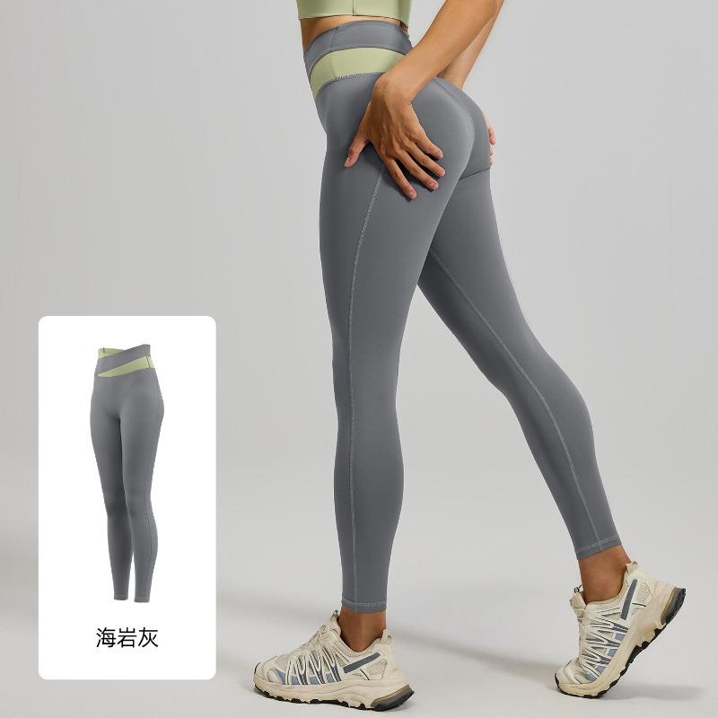 Juyatang Nude Splicing Yoga Pants High Waist Hip Lift Fitness Elastic Fitness Trousers Running Sweatpants