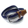 [CUFFSMANIA] Men's Business Belt, Stylish Mesh Belt, Navy X Gray X White, Comfortable Elastic Material, One Size Fits All [Product Size: Total Length