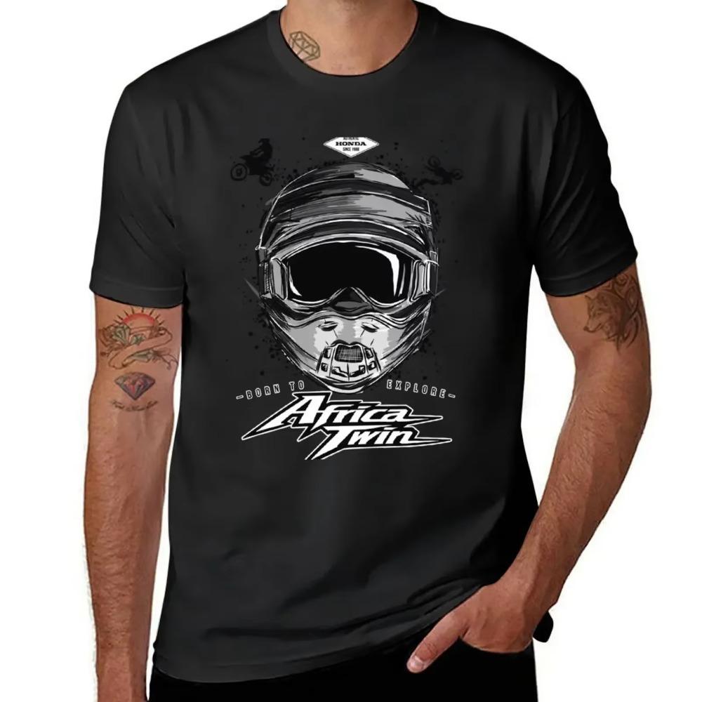 Africa Twin Motorbike Adventure T-Shirt Korean Fashion Quick Drying Tops Graphics Plain Black T Shirts Men Motorcycle Clothing
