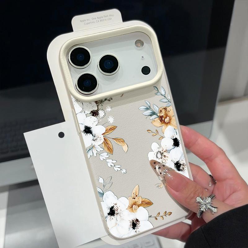 Leather Texture TPU Phone Case For iPhone 17 17e 16e 16 15 Pro Max 14 13 Pro Max 11 Sunflower Pattern Soft Silicone Back Cover