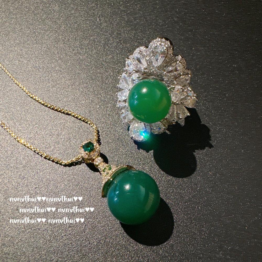 Natural Chalcedony Petal Gemstone Ring, New Chinese Style, Chalcedony Agate Removable Zircon Ring.