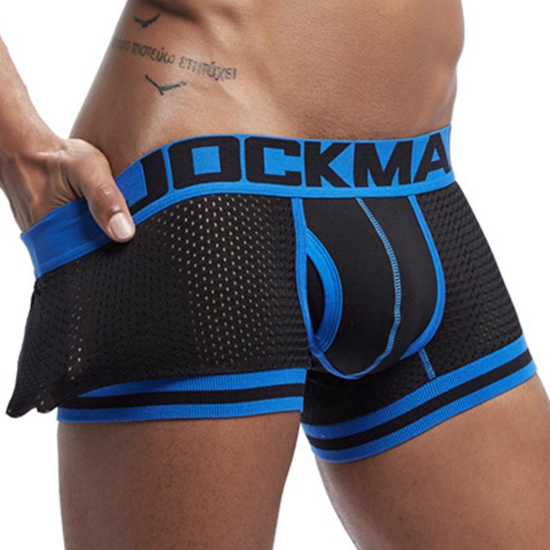 Boxer Briefs JOCKMAIL Brand Men's Underwear Breathable Nylon Mesh Spliced Soft Cotton Underpants Low Waist Sports Men's Trunks