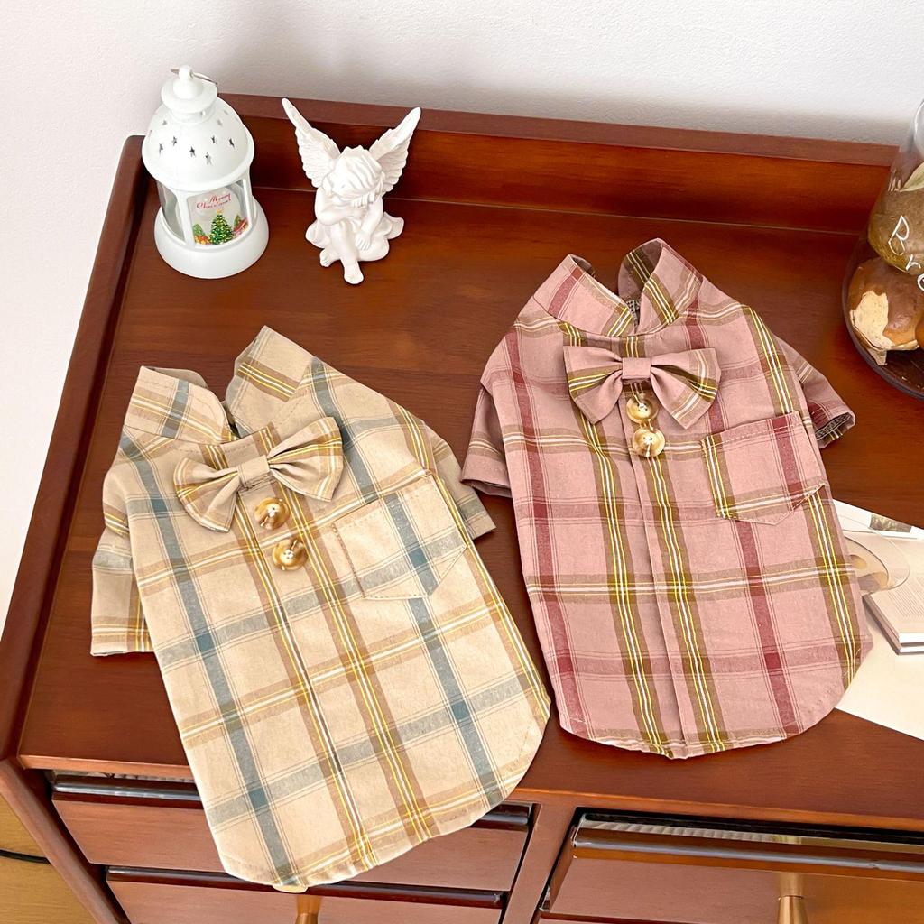 Plaid Breathable Dog Shirt for Indoor & Outdoor Use