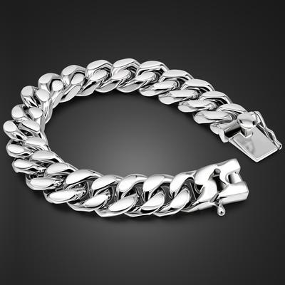 Herren 12mm Handgefertigtes Armband Miami Cuban Kette Galvanisiert Rhodium Gold Schmuck