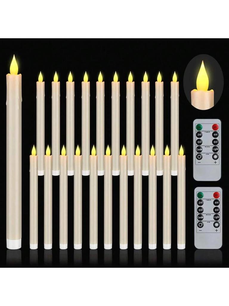 24 Pcs Flameless Taper Candles in Candleholders With Remote Timer , LED Candlesticks Flickering, Battery Operated Candles,